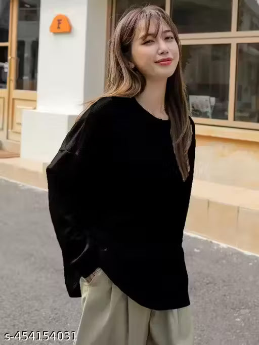 Spring New Korean Chic Simple Round Neck Base Shirt Loose and Lazy Inner with Long Sleeve T-Shirt Top Women