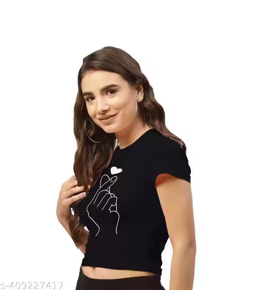 Quirky Trails Crop T-Shirt for Women | Women top I Women crop top I Women crop tshirt I Women tshirt I Women BTS top I Women black top I Women cotton top I Women cotton tshirt I Women half sleeves tshirt I Tshirt