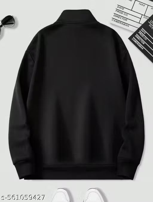 Unisex Black zipper fleece sweatshirt | Black sweatshirt for men | Black sweatshirt for girls | Trendy zipper sweatshirt .