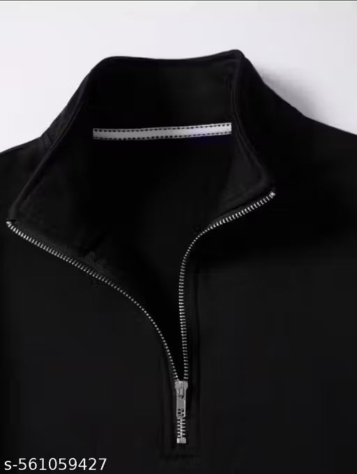Unisex Black zipper fleece sweatshirt | Black sweatshirt for men | Black sweatshirt for girls | Trendy zipper sweatshirt .