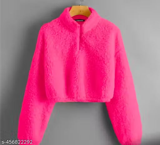 Full sleeve solid crop sweatshirt
