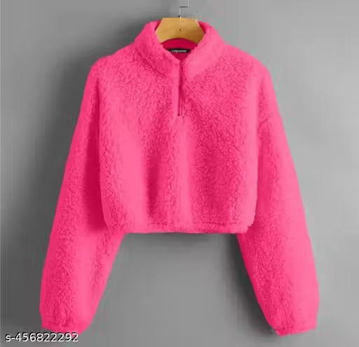 Full sleeve solid crop sweatshirt