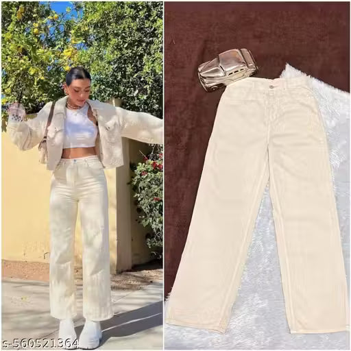 H&H CREAM Straight Fit Women’s Denim Jeans | High Waist | Non-Stretchable | Stylish & Comfortable Casual Wear