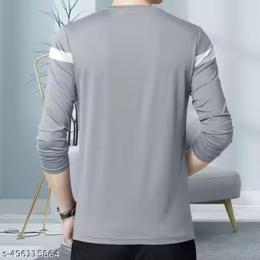 Striped Men Polo Neck Black T-Shirt