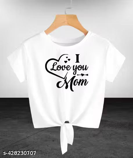 Women's Regular Fit I Love You Mom Printed Tshirt