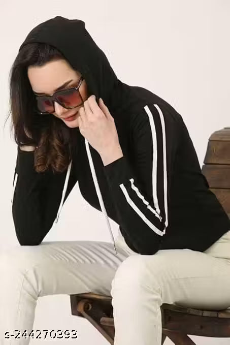 Trendy Black Crop Hoodie for Women | Stylish Streetwear Look