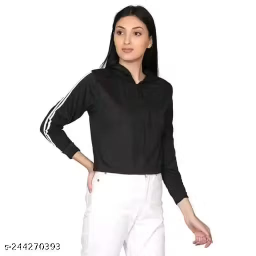 Trendy Black Crop Hoodie for Women | Stylish Streetwear Look
