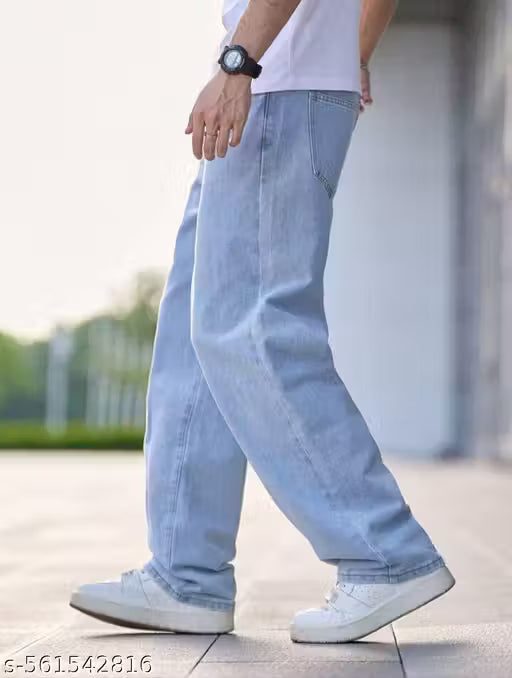Baggy mens ice blue jeans//baggy lose fit man jeans