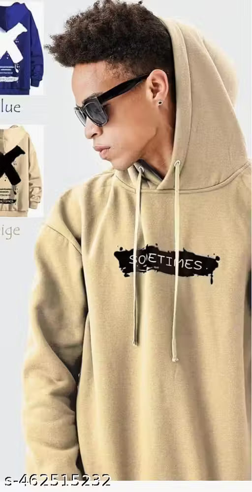 Beige Printed classic Hoodies