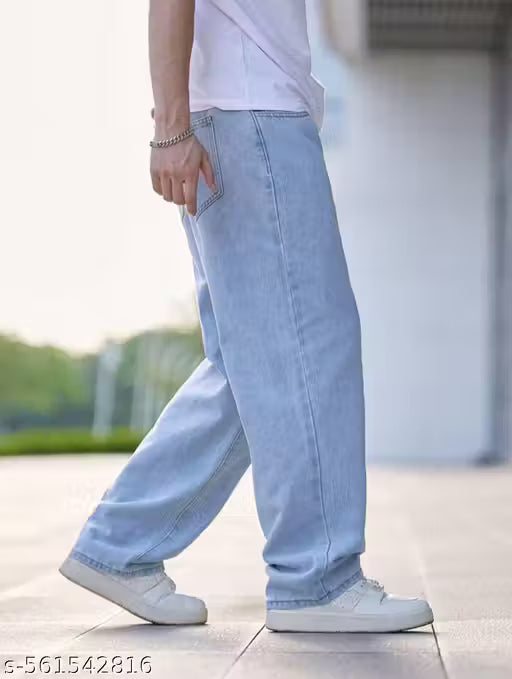 Baggy mens ice blue jeans//baggy lose fit man jeans