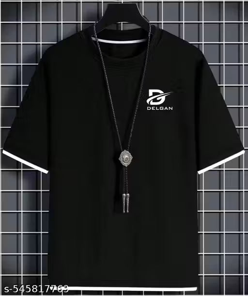 Men's Spring Summer Casual Short Sleeve T-Shirt - Round Neck Regular Fit with Contrast White Collar Trim, Breathable Fabric for Casual Attire & Light Exercise, Hand Wash Only, Layered Neck Design | Simple Clean Design, Shirts for Summer.....