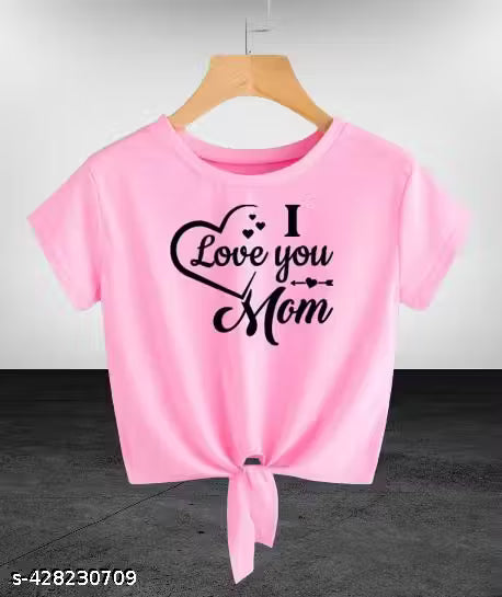 Women's Regular Fit I Love You Mom Printed Tshirt