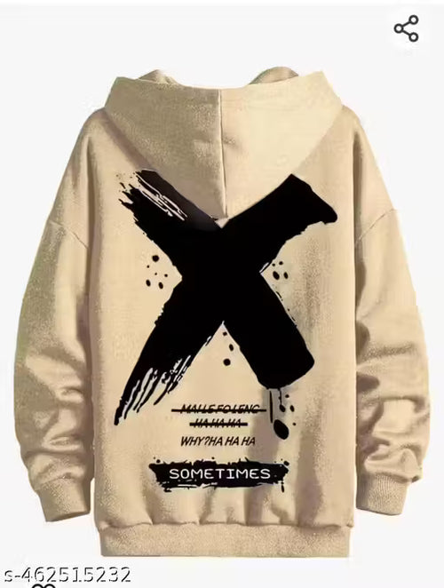 Beige Printed classic Hoodies