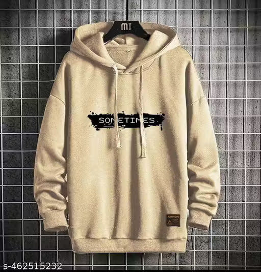 Beige Printed classic Hoodies