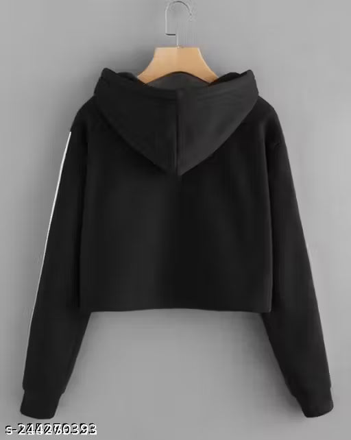 Trendy Black Crop Hoodie for Women | Stylish Streetwear Look