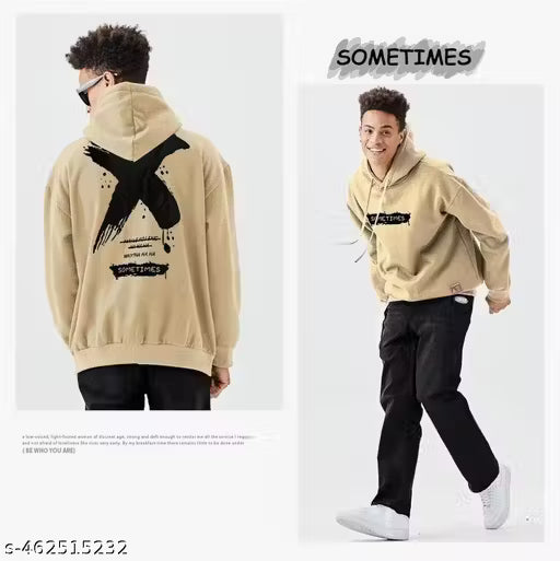 Beige Printed classic Hoodies
